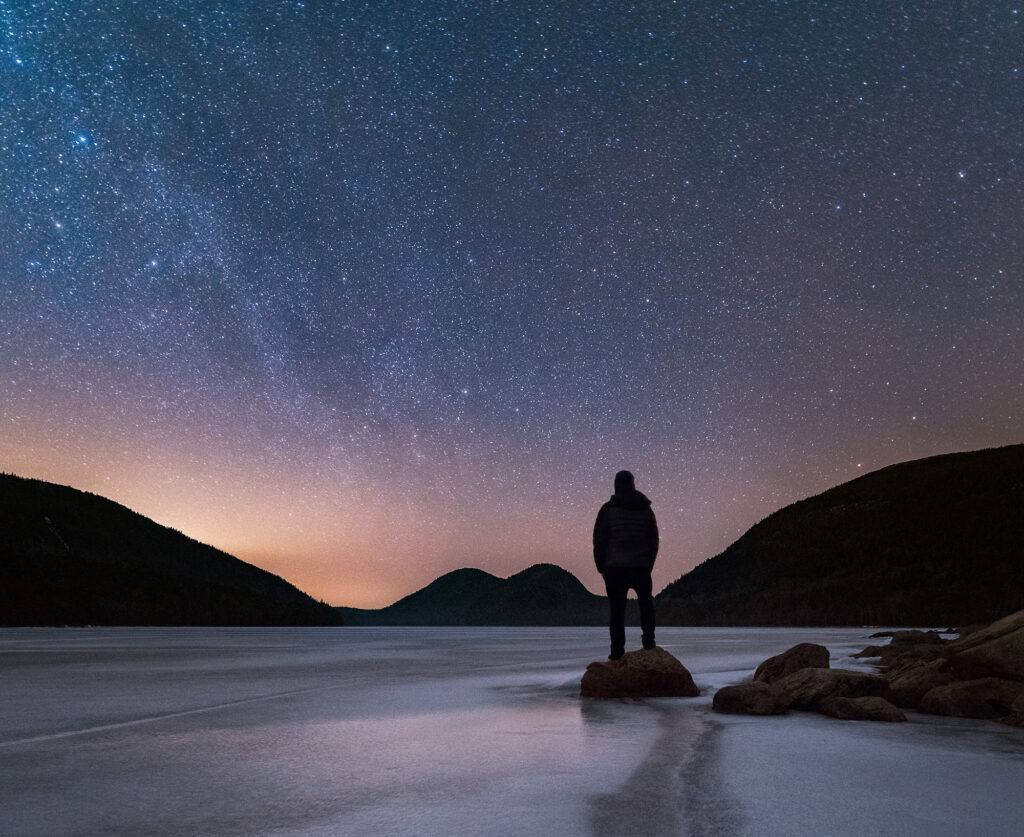 Photo of Winter Night sky in Acadia National Park, Bar Harbor, Maine.